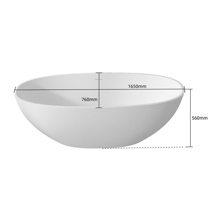 55"/61"/65" Stone Resin Solid Surface Flatbottom Free-Standing Bathtub