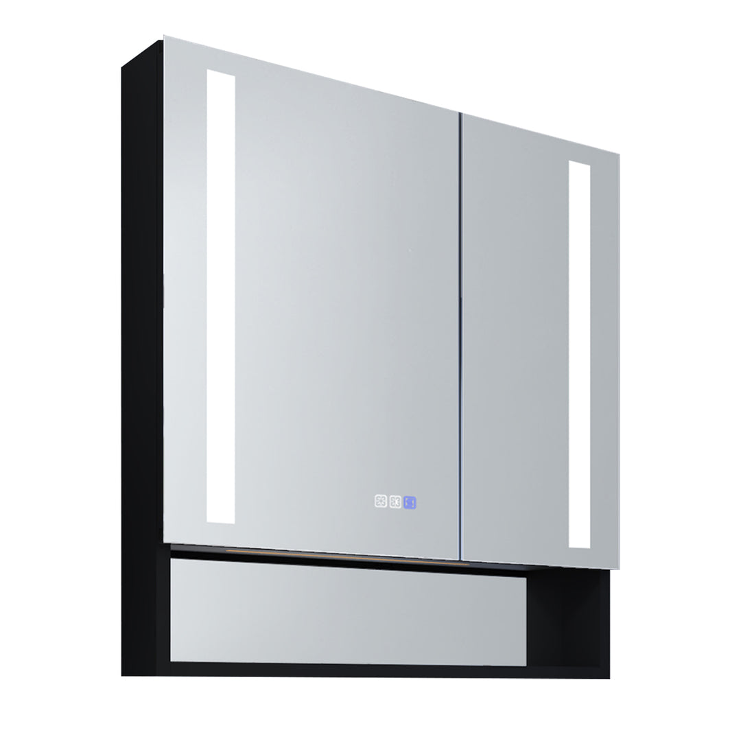 30" W x 32" H Bathroom Mirror Medicine Cabinet with Lights Double Door Recessed or Surface Mount,Defog