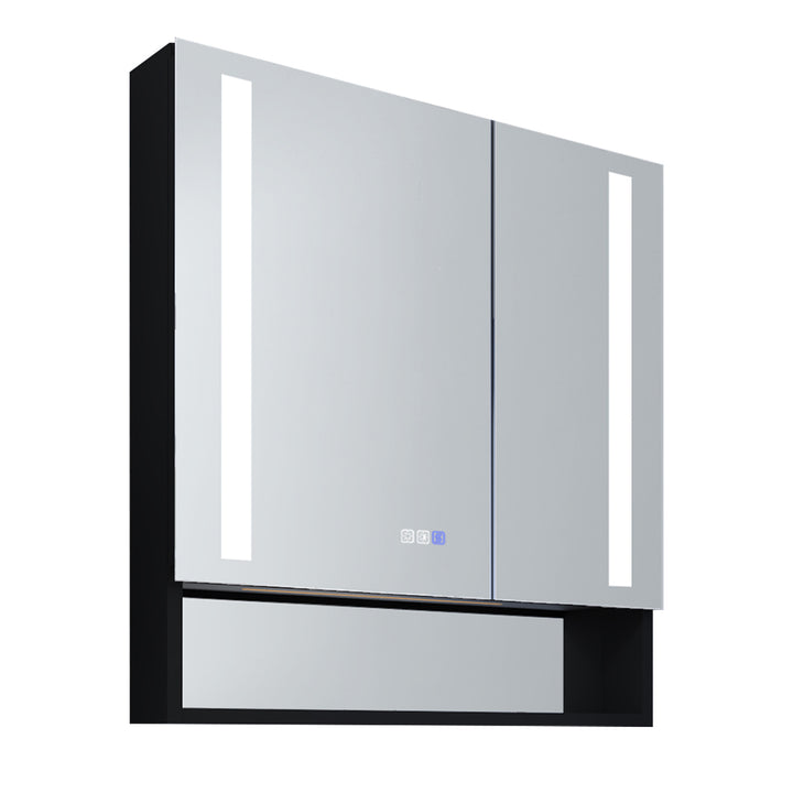 30" W x 32" H Bathroom Mirror Medicine Cabinet with Lights Double Door Recessed or Surface Mount,Defog