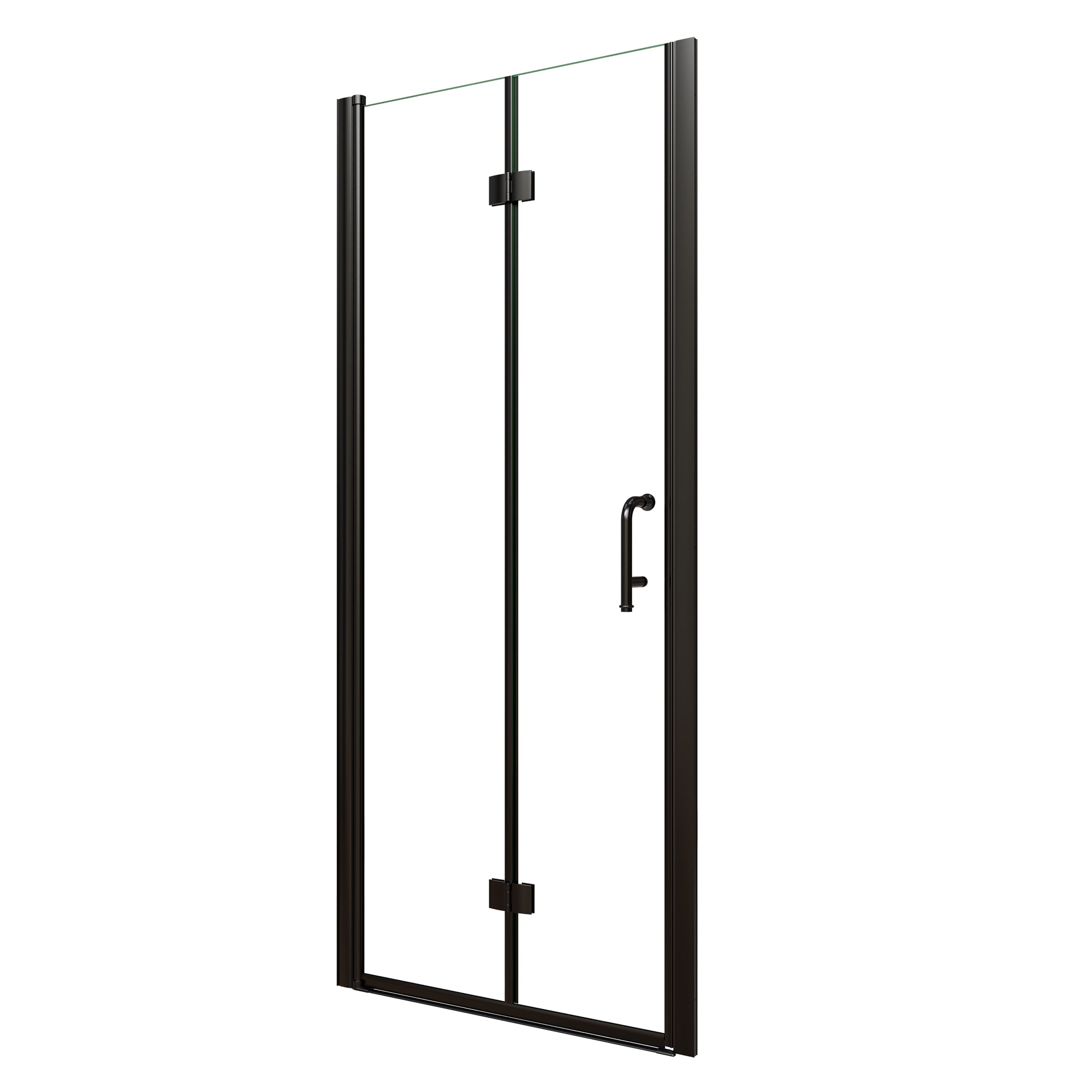 32-34 in. W x 72 in. H Modern Semi-Frameless 1/4 in. Tempered Glass Bifold Pivot Shower Door with Reversible Installation, Matte Black