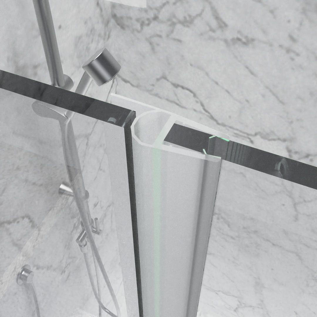30" W x 72" H Folding Shower Door Semi-Frameless Hinged Chrome Shower Door with Handle