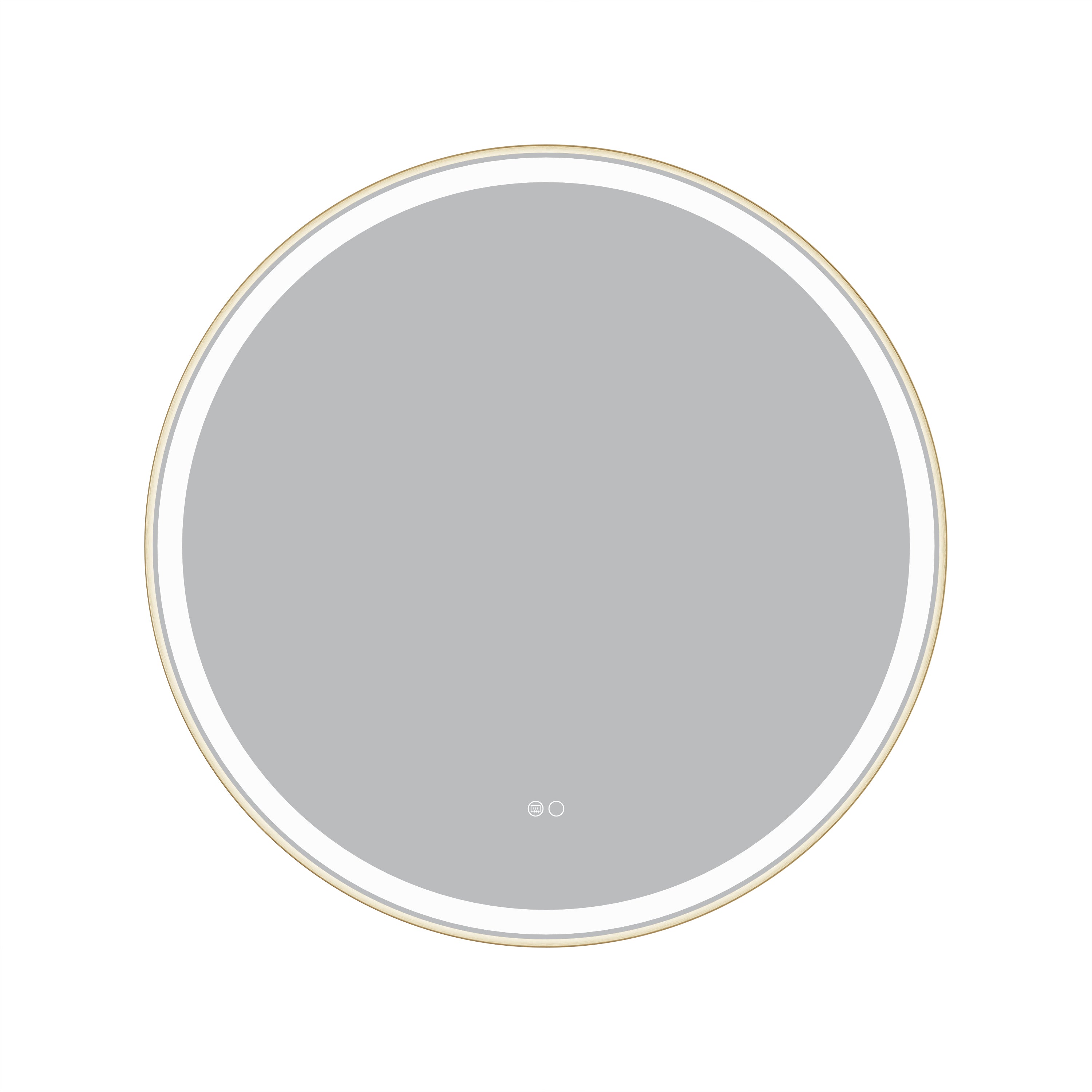 32 in.  W x 32 in.  H Framed Round LED Light Bathroom Vanity Mirror in Brushed Gold