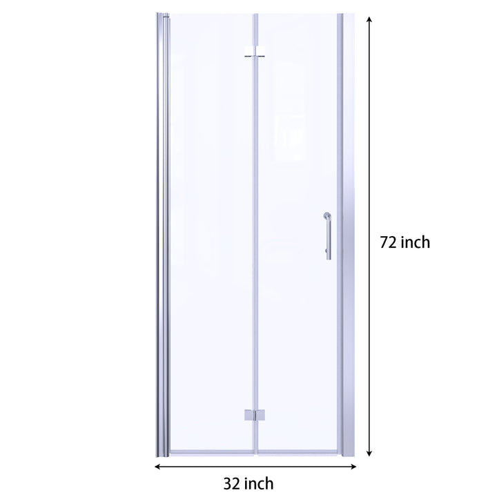 32" W x 72" H Semi-Frameless Hinged Bi-Fold Shower Door in Chrome