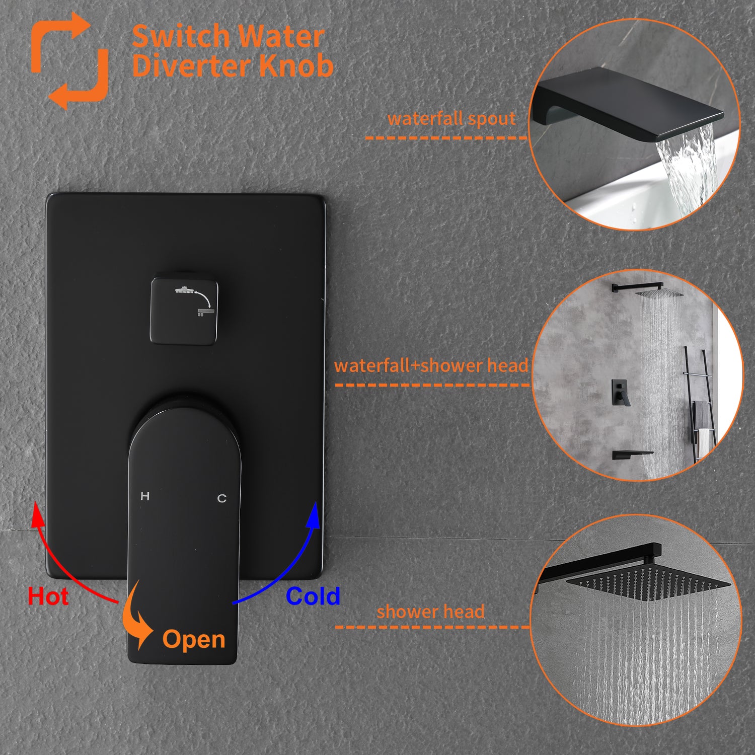 10 inch Tub Shower Faucst Set Shower System with Waterfall Tub Spout Shower Faucet Set Trim Kit with Rough in Valve Shower Tub Kit