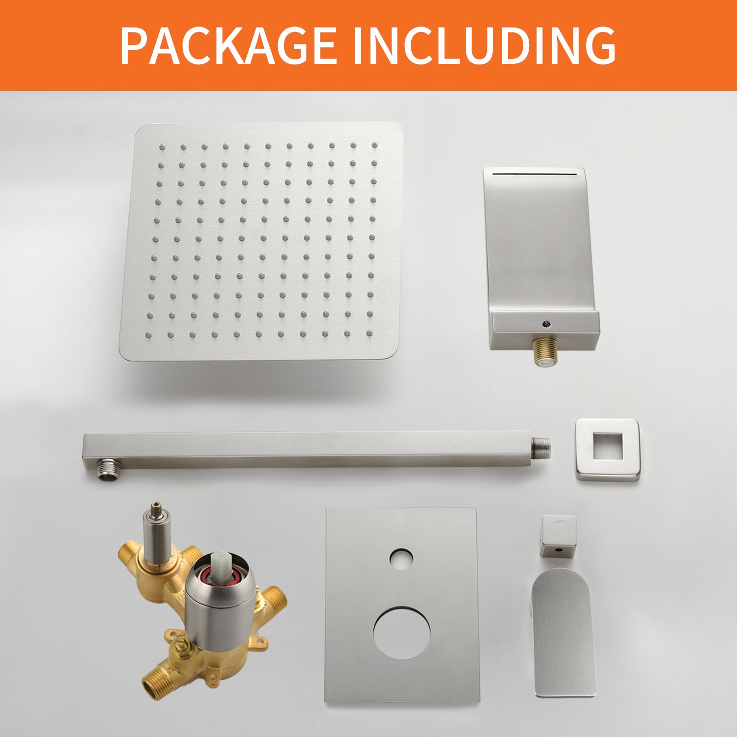 10 inch Tub Shower Faucst Set Shower System with Waterfall Tub Spout Shower Faucet Set Trim Kit with Rough in Valve Shower Tub Kit