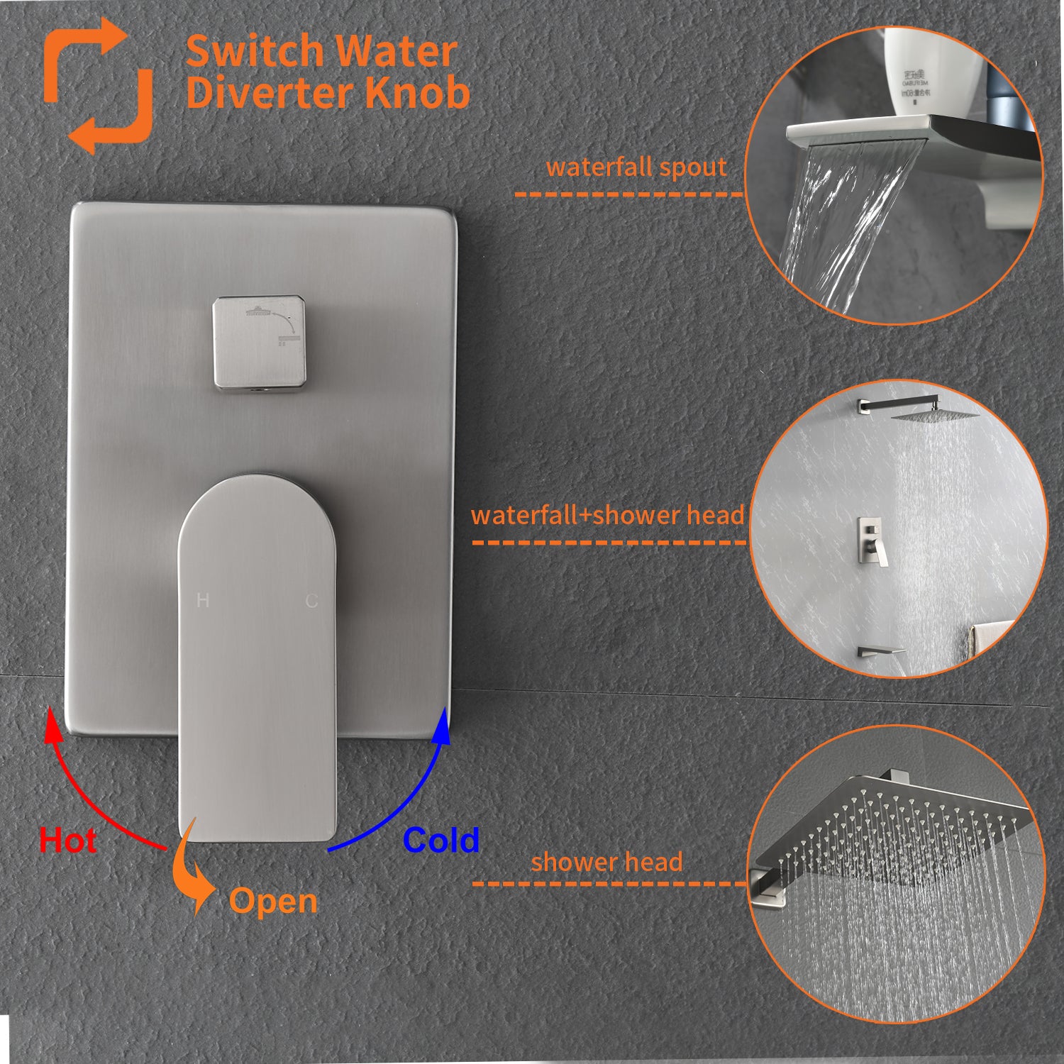 10 inch Tub Shower Faucst Set Shower System with Waterfall Tub Spout Shower Faucet Set Trim Kit with Rough in Valve Shower Tub Kit