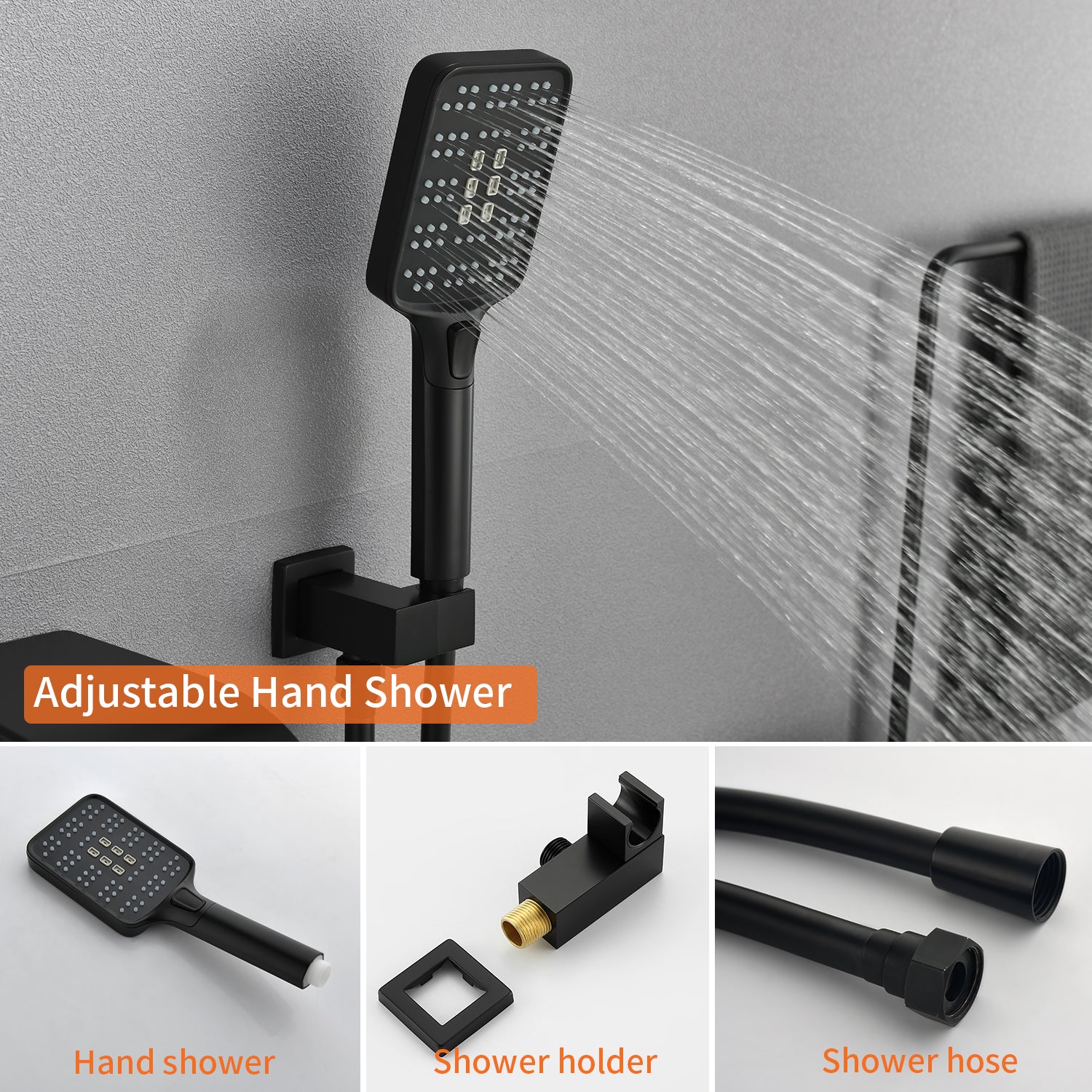 Wall Mount Single-Handle 3-Spray Tub and Shower Faucet with Handheld Shower Head