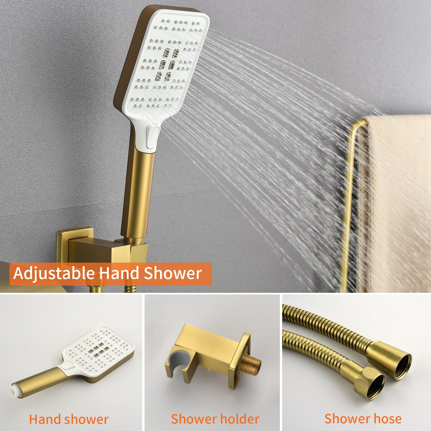 Wall Mount Single-Handle 3-Spray Tub and Shower Faucet with Handheld Shower Head