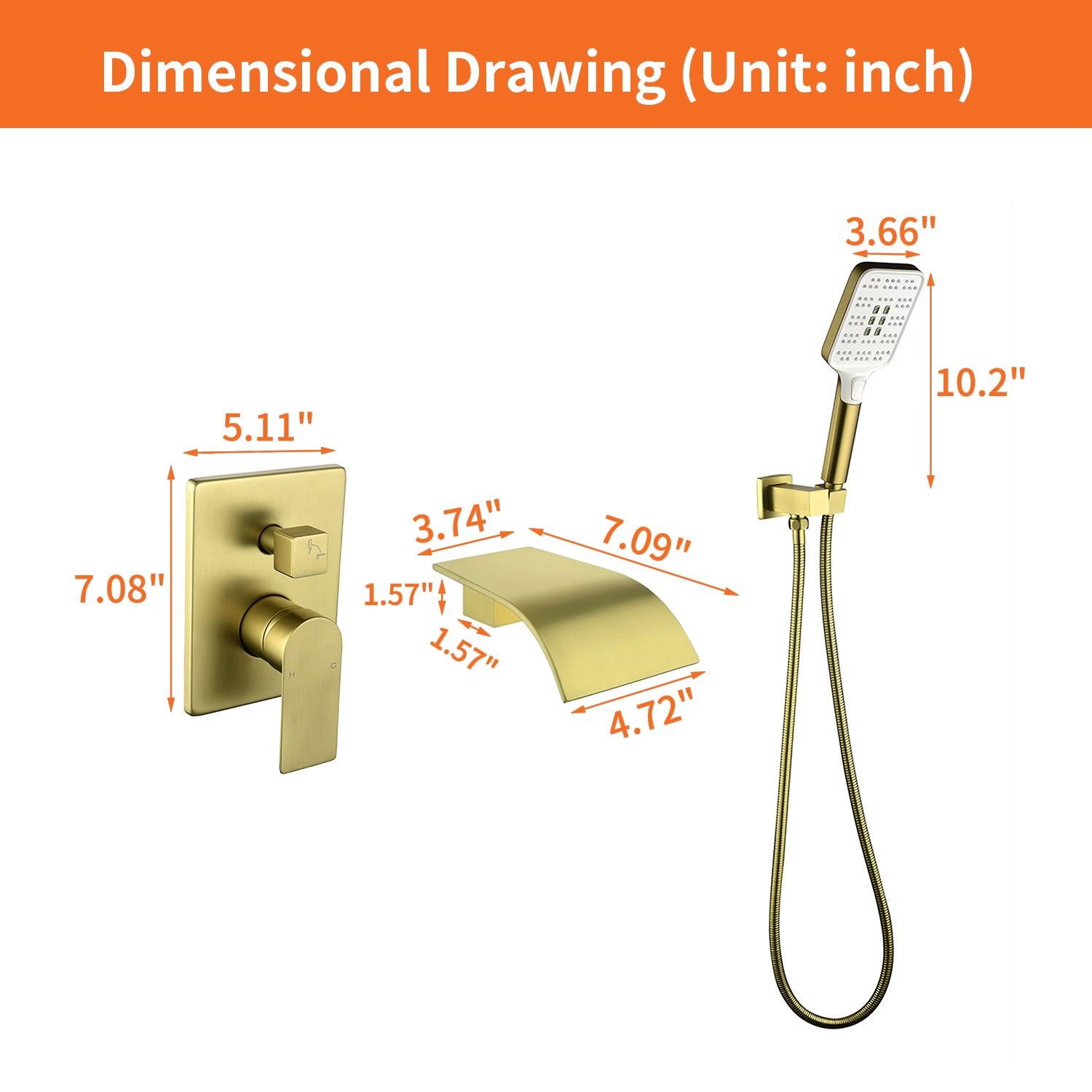 Wall Mount Single-Handle 3-Spray Tub and Shower Faucet with Handheld Shower Head