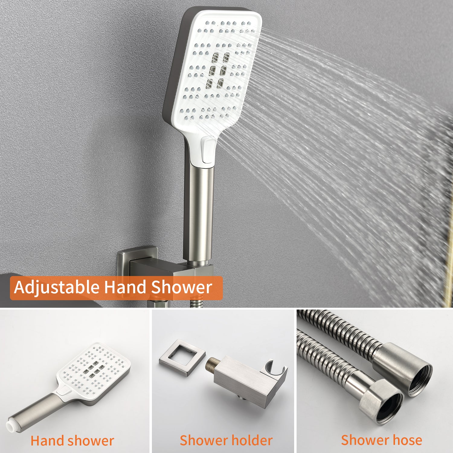Wall Mount Single-Handle 3-Spray Tub and Shower Faucet with Handheld Shower Head