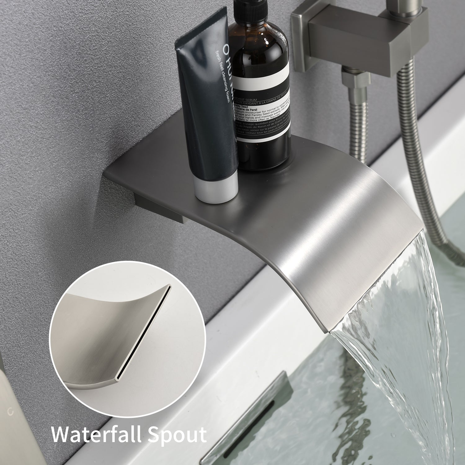 Wall Mount Single-Handle 3-Spray Tub and Shower Faucet with Handheld Shower Head