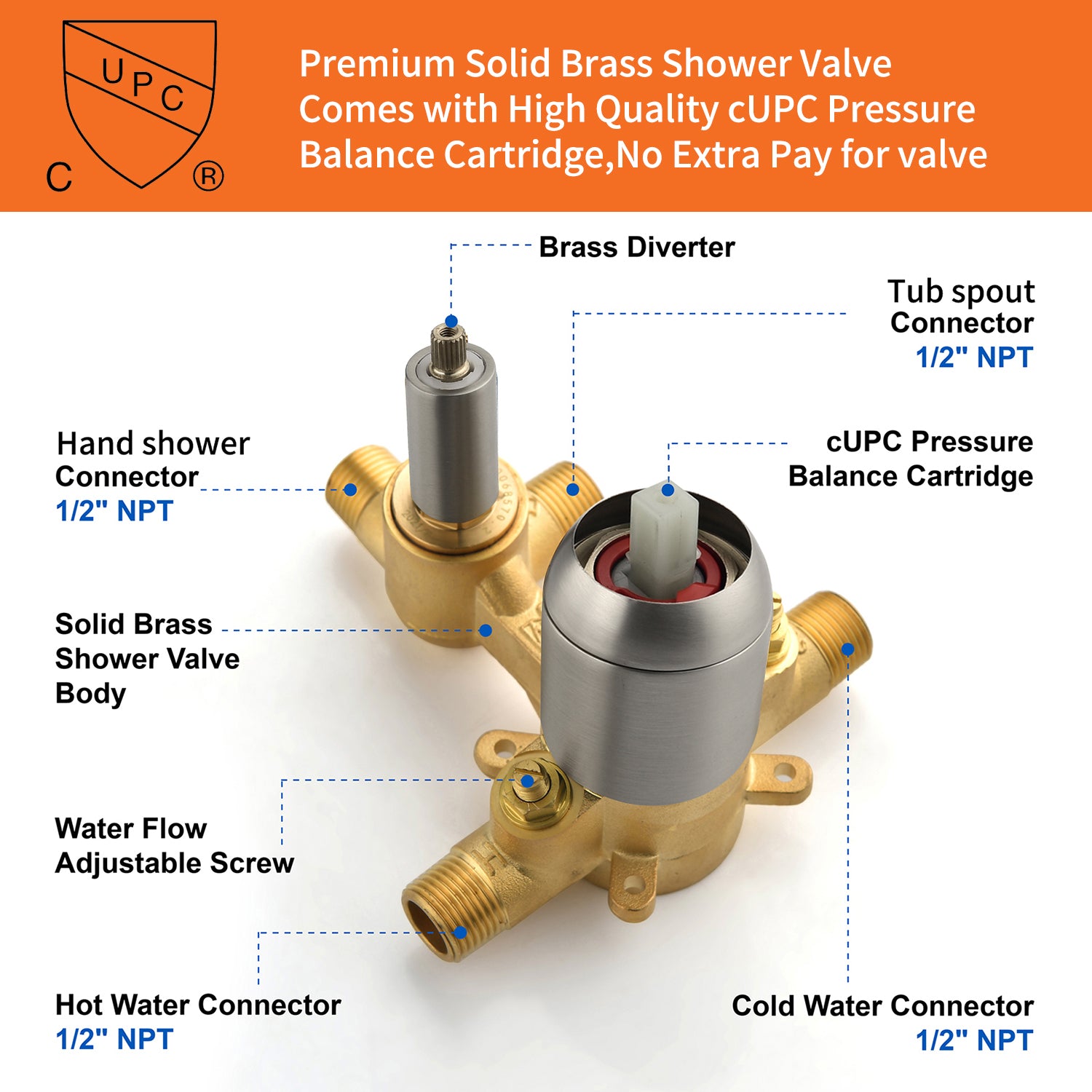 Wall Mount Single-Handle 3-Spray Tub and Shower Faucet with Handheld Shower Head