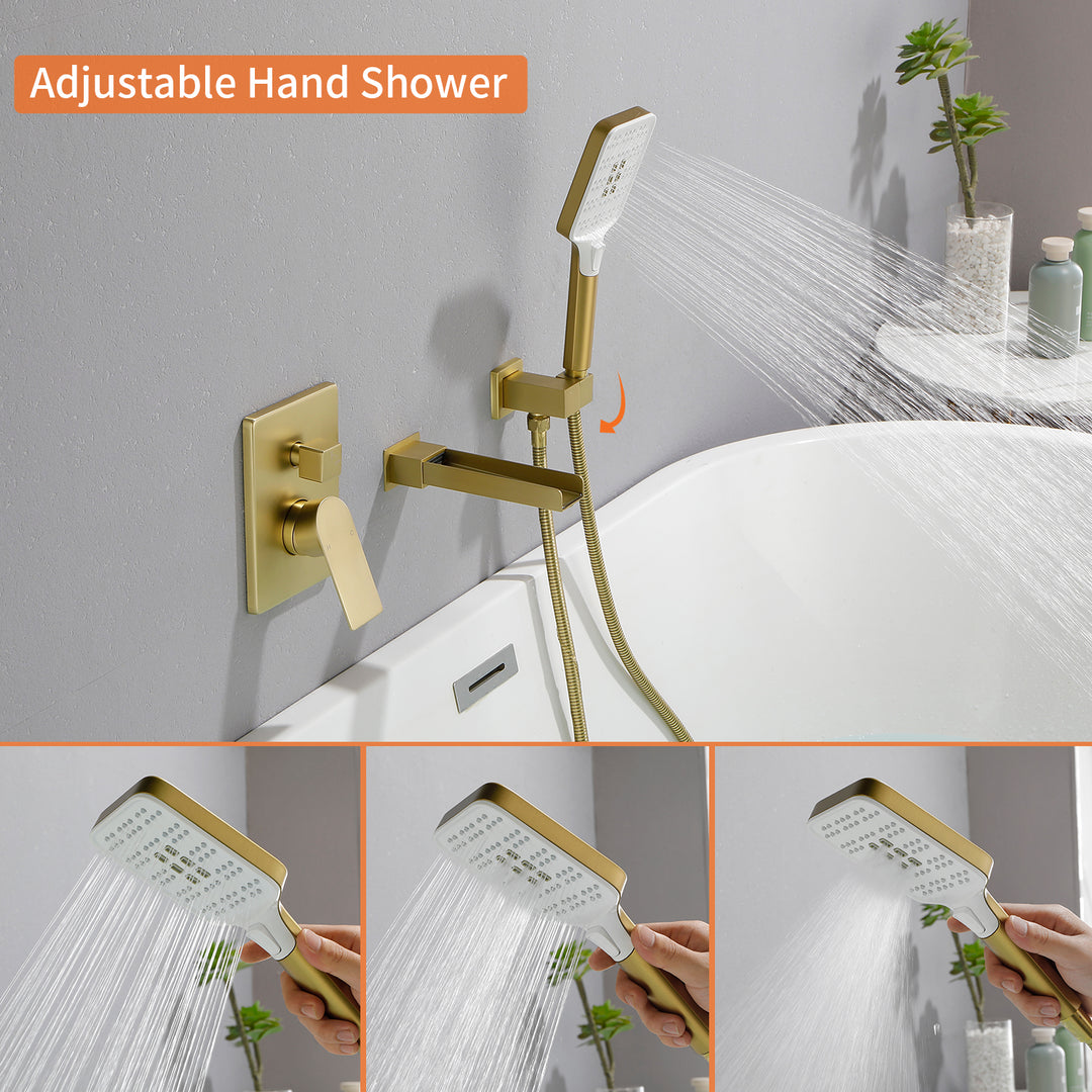 Tub Filler Faucet with Handheld Shower Bathtub Set with Rough-in Valve