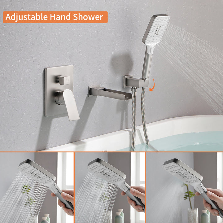 Tub Filler Faucet with Handheld Shower Bathtub Set with Rough-in Valve