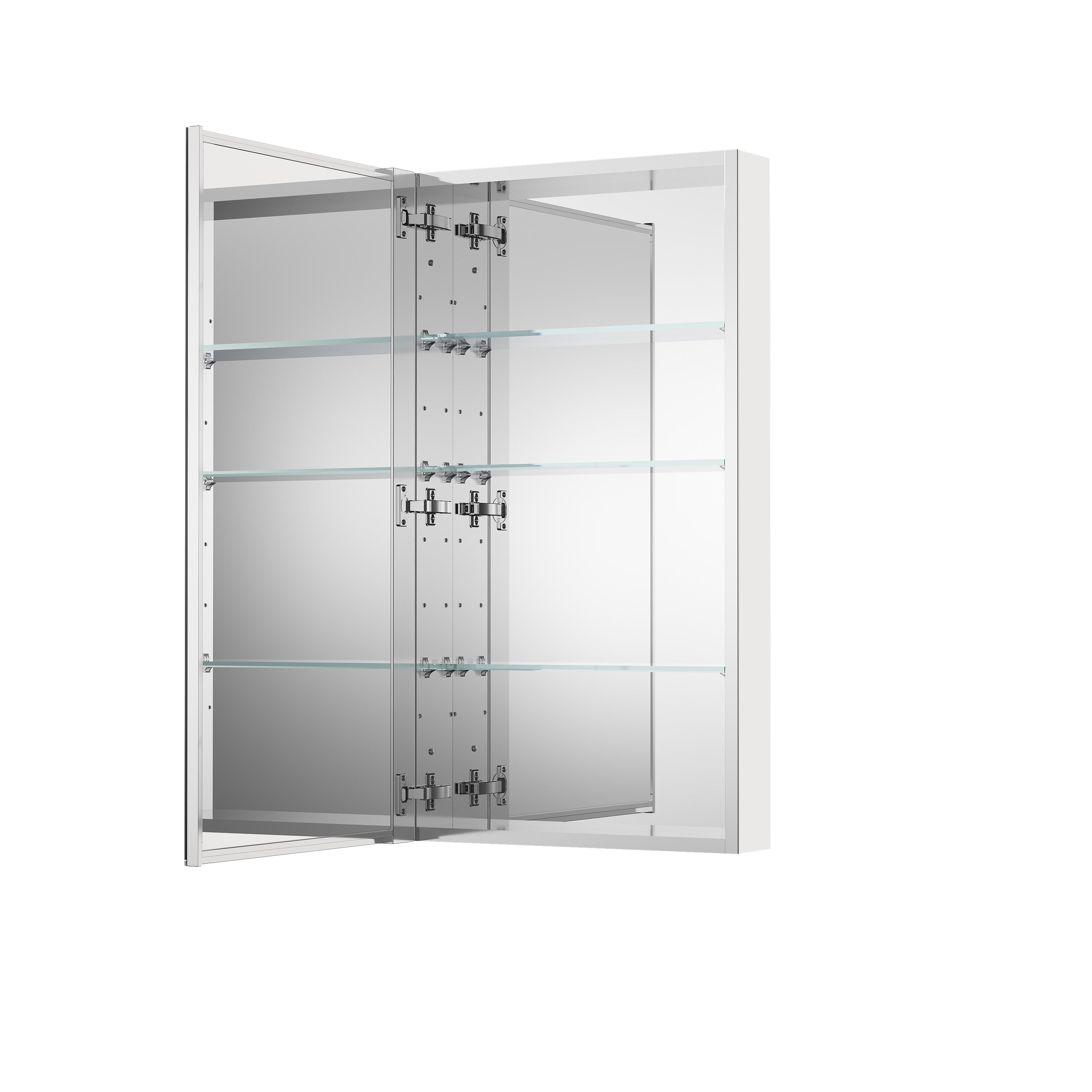 20 in. ×36 in. Copper-Free Tri-Views Mirror Medicine Cabinet, Recessed/Surface Mount and Left Swing Door