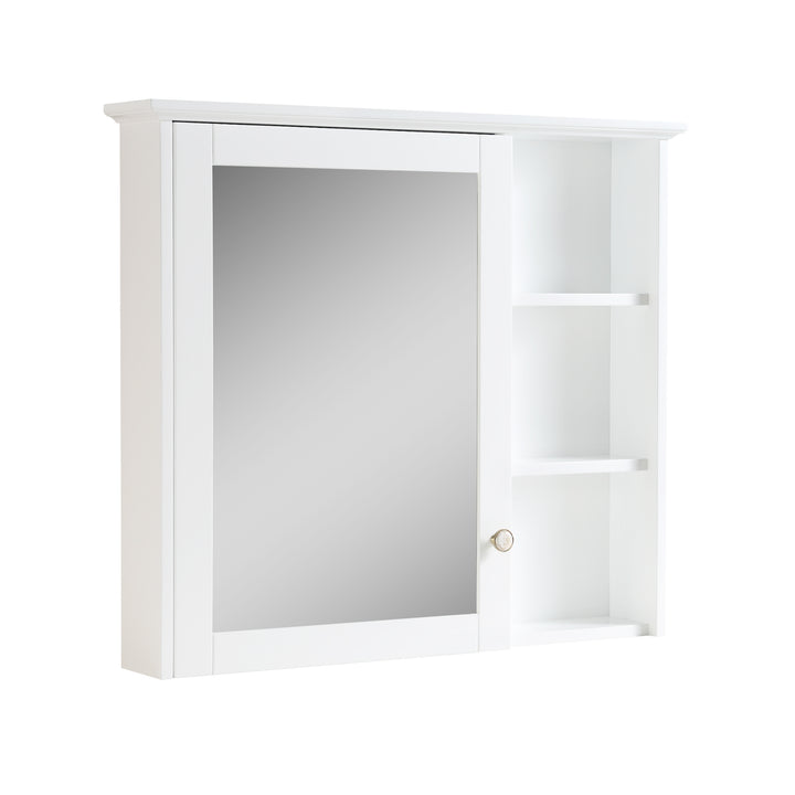34 in. W x 30 in. H Rectangular White Wood Frame Surface Mount Medicine Cabinet with Mirror