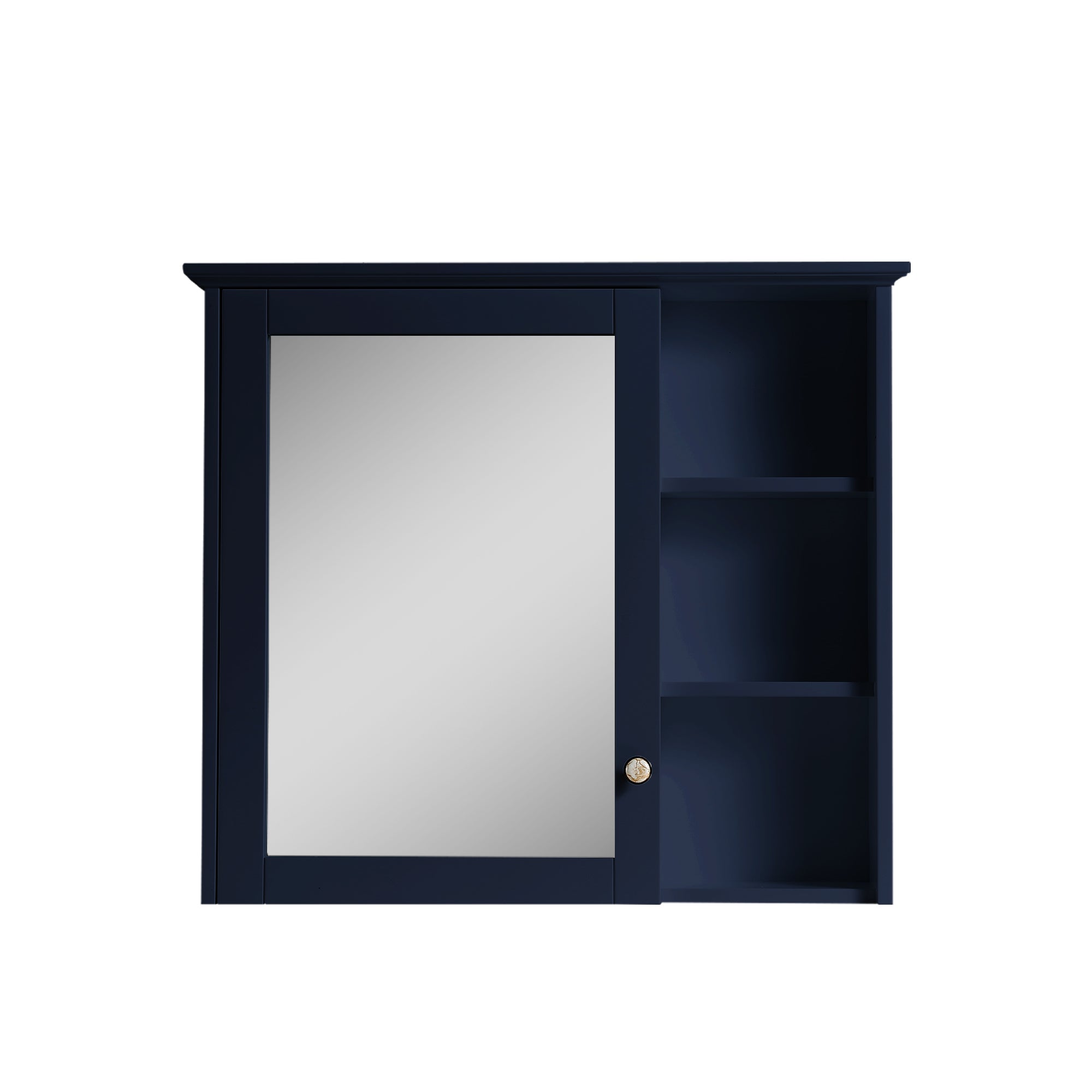 34 in. W x 30 in. H Rectangular White Wood Frame Surface Mount Medicine Cabinet with Mirror