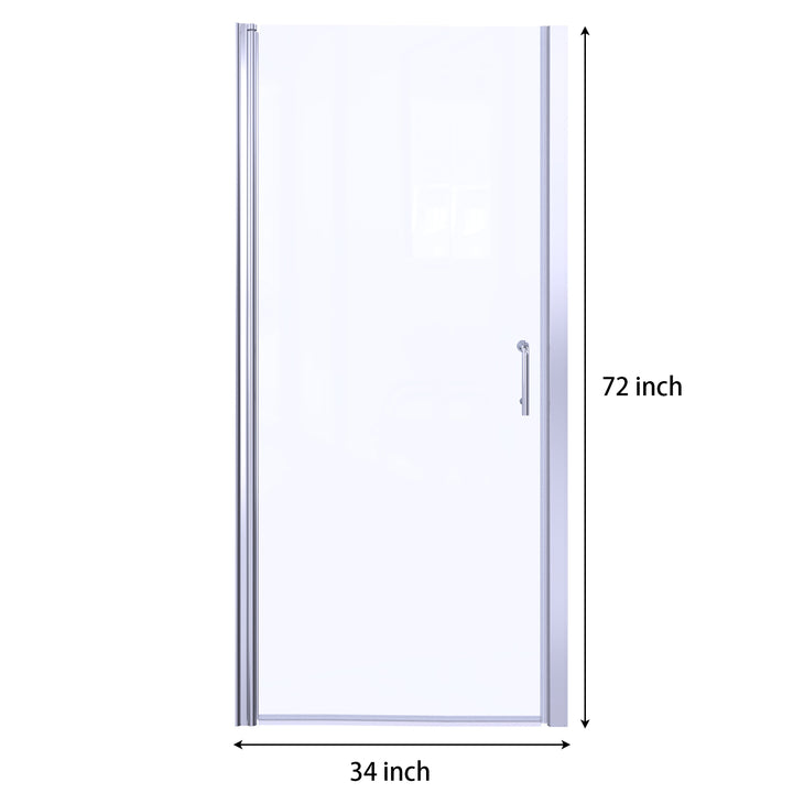 34-35 1/2" W x 72" H Hinged Pivot Semi-Frameless Shower Door in Chrome