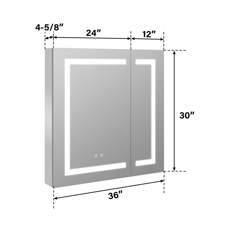36" x 30" LED Lighted Surface/Recessed Mount Aluminum Mirror Medicine Cabinet Anti-Fog Dimmable with Outlet