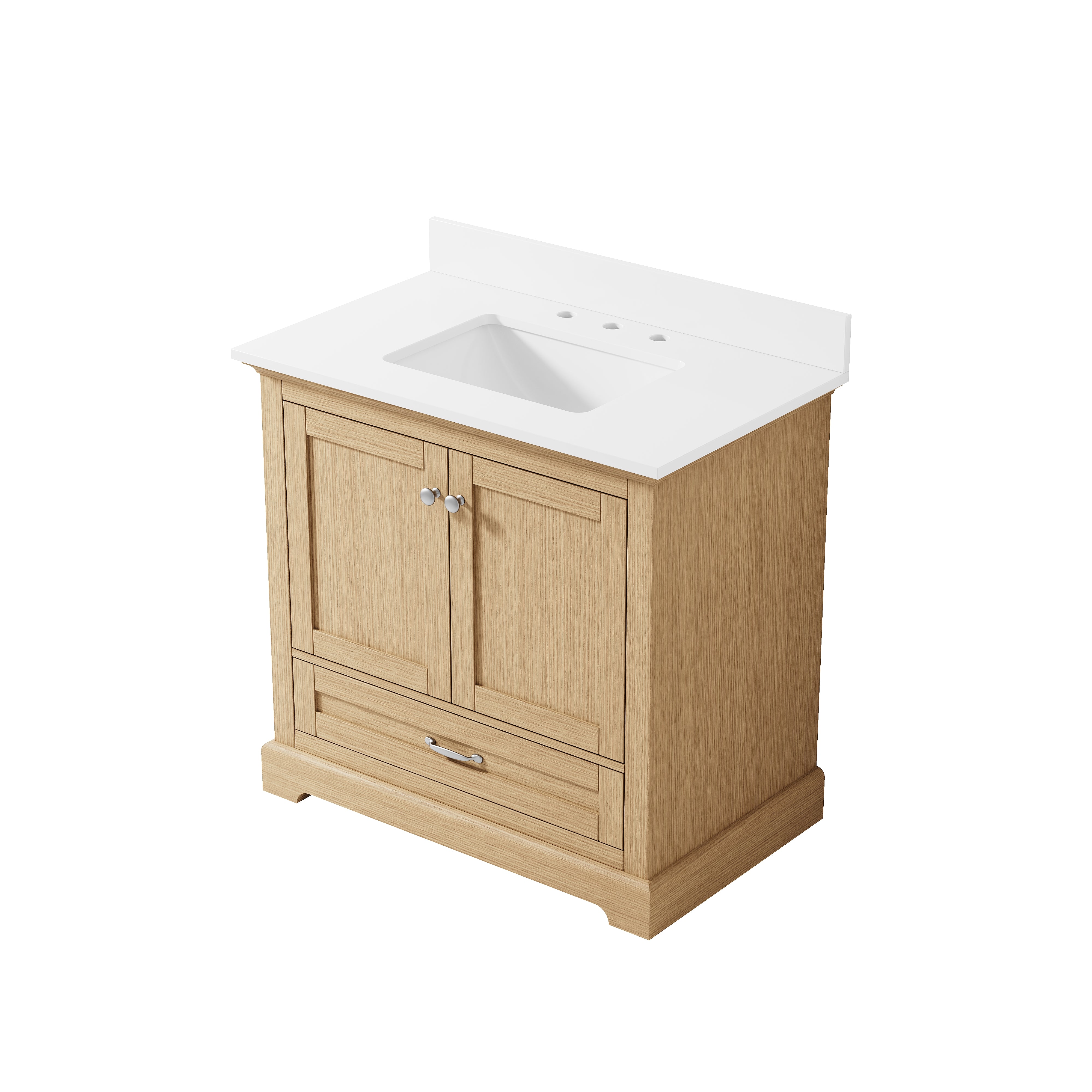 36 Inch Solid Wood OAK Bathroom Vanity with cUPC Undermount Basin with 2 Doors and 1 Drawer