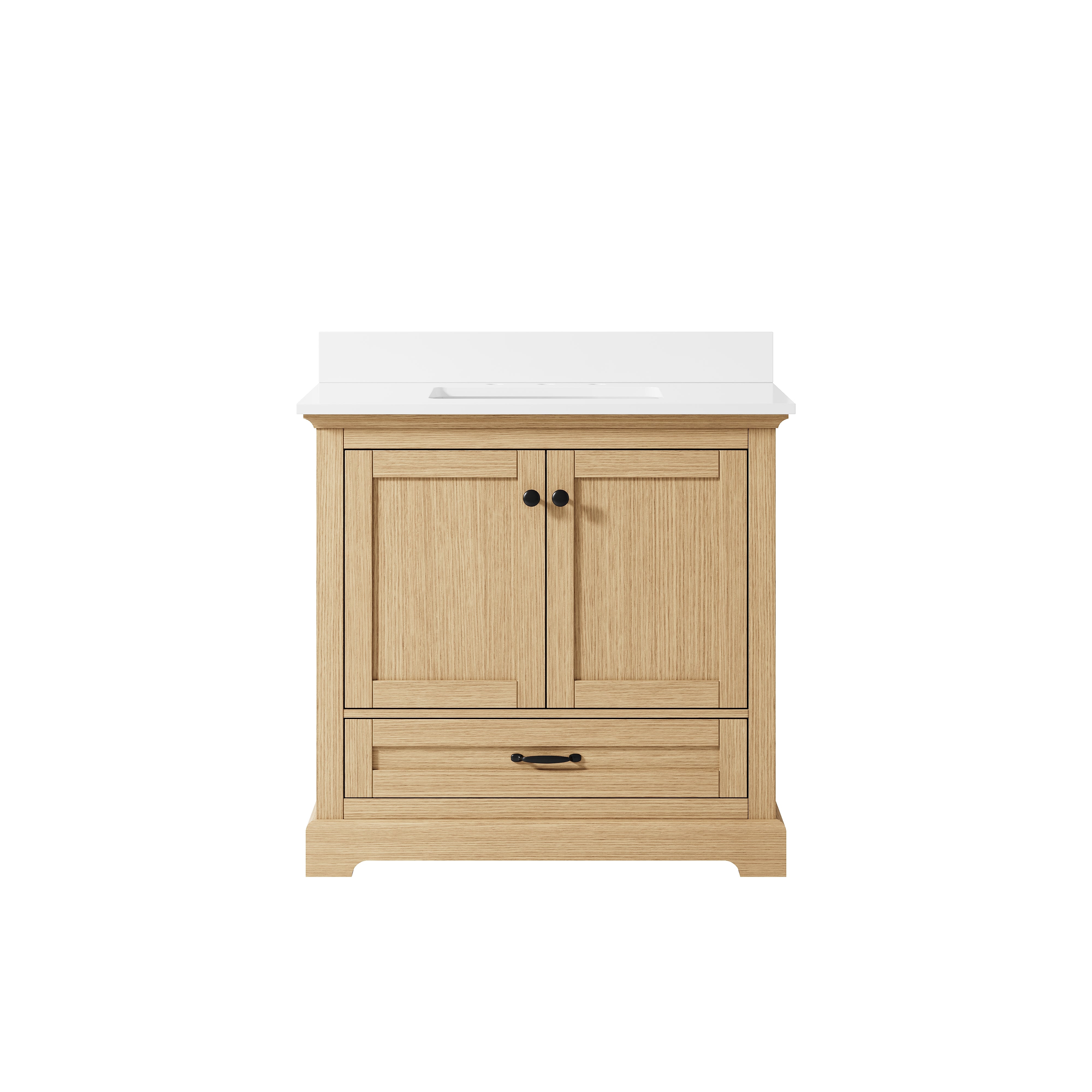 36 Inch Solid Wood OAK Bathroom Vanity with cUPC Undermount Basin with 2 Doors and 1 Drawer
