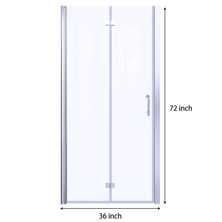 36" W x 72" H Bifold Semi-Frameless Swing Shower Door in Chrome