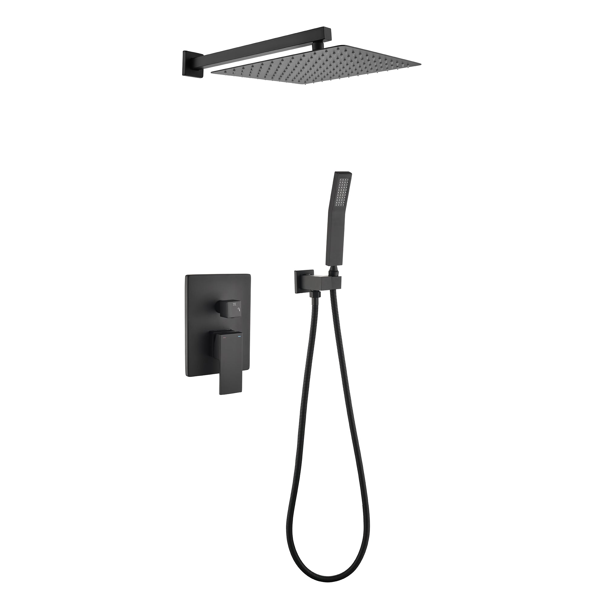 12-in Rain Shower Head Wall Mount Dual Head Built-In DT Shower System with 2-way Diverter Valve Included
