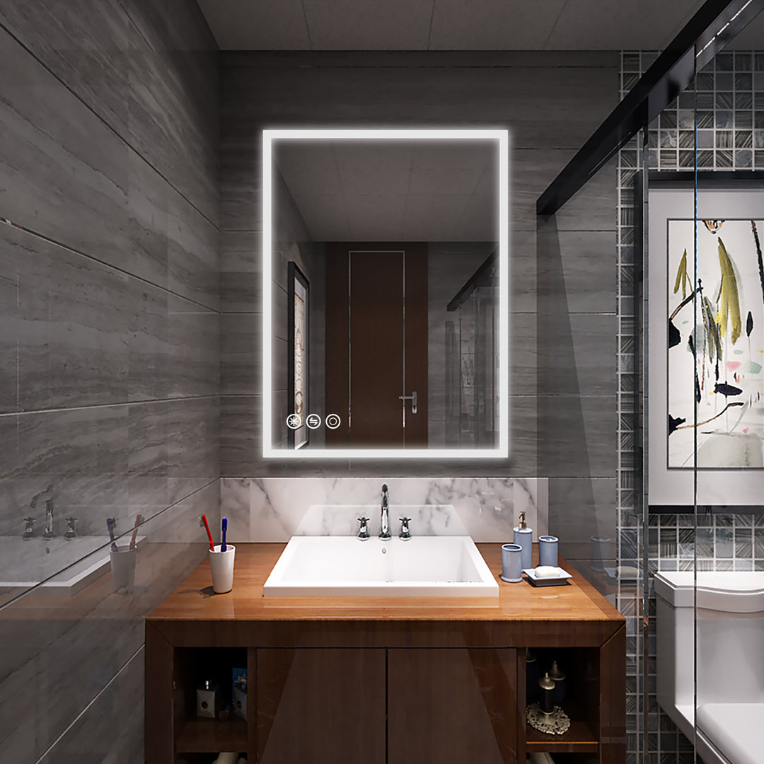 48 in. W x 36 in. H Frameless LED Single Bathroom Vanity Mirror in Polished Crystal