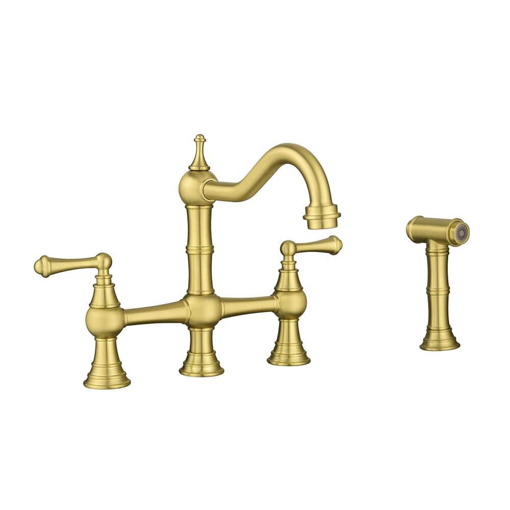 8 inch Centerset Bridge Kitchen Faucet with Brass Side Sprayer