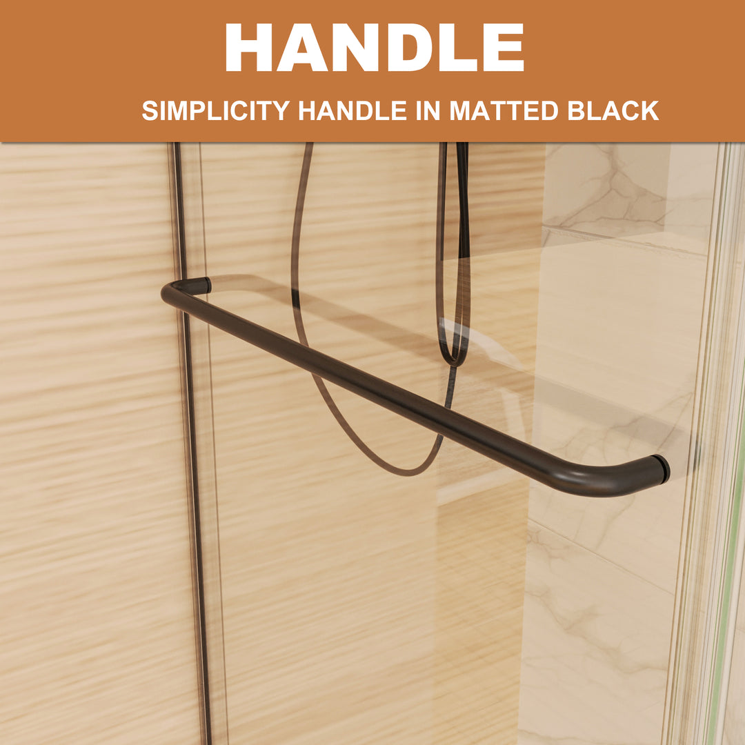 60-in W x 70-in H Double Semi-frameless Matte Black Sliding Shower Door (Clear Glass)