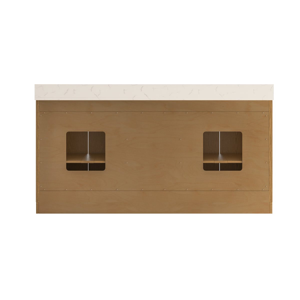 72 Inch Freestanding Solid Wood & Plywood Bathroom Vanity with Soft-Close Drawers, Carrara White Quartz Countertop, Walnut