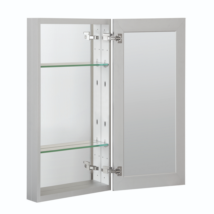 12 in. W x 24 in. H Sliver Aluminum Recessed/Surface Mount Bathroom Medicine Cabinet Glass Shelves (1-Piece)
