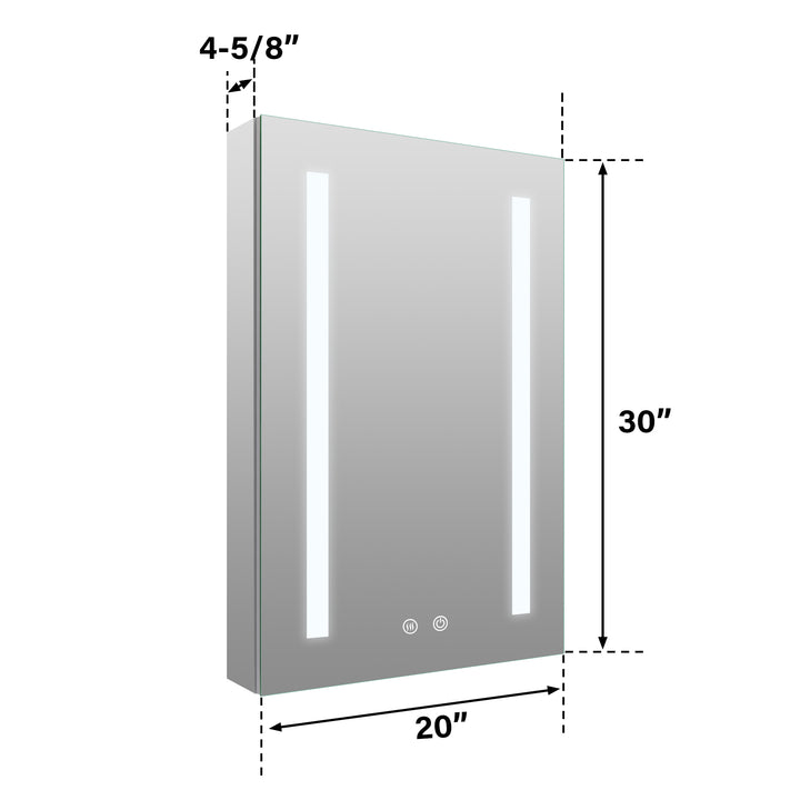 20" x 30" LED Lighted Surface/Recessed Mount Mirror Medicine Cabinet with Outlet Left Side