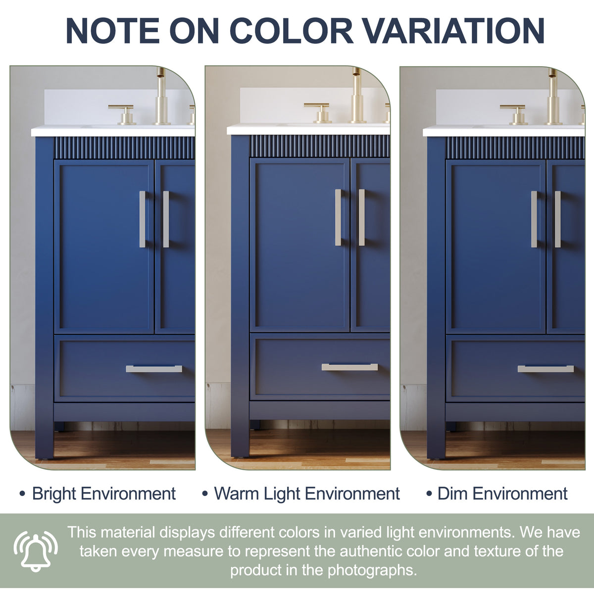 36 Inch Freestanding Solid Wood Bathroom Vanity with Fluted Molding, Pure White Quartz Countertop, Navy Blue