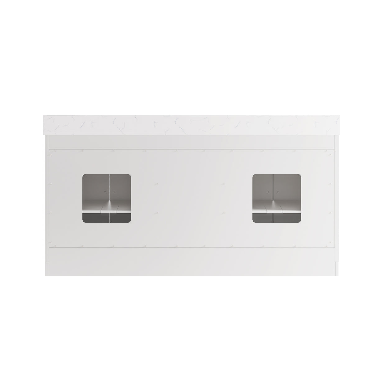 72 Inch Freestanding Solid Wood & Plywood Bathroom Vanity with Soft-Close Drawers, Carrara White Quartz Countertop, White