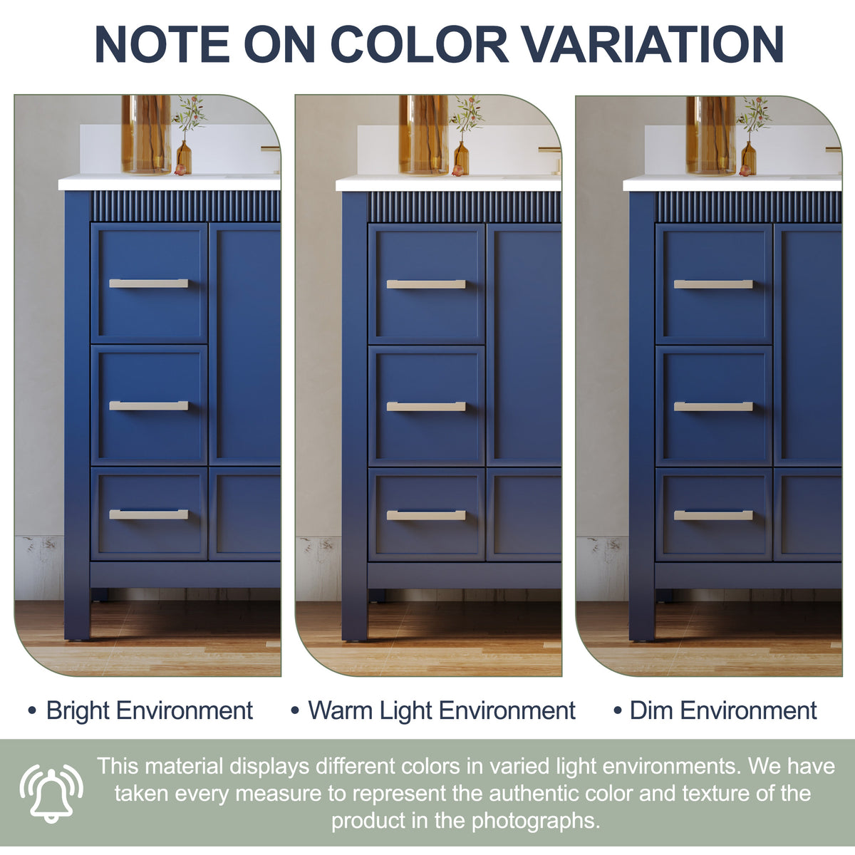 42 Inch Freestanding Solid Wood Bathroom Vanity with Fluted Molding, Pure White Quartz Countertop, Navy Blue