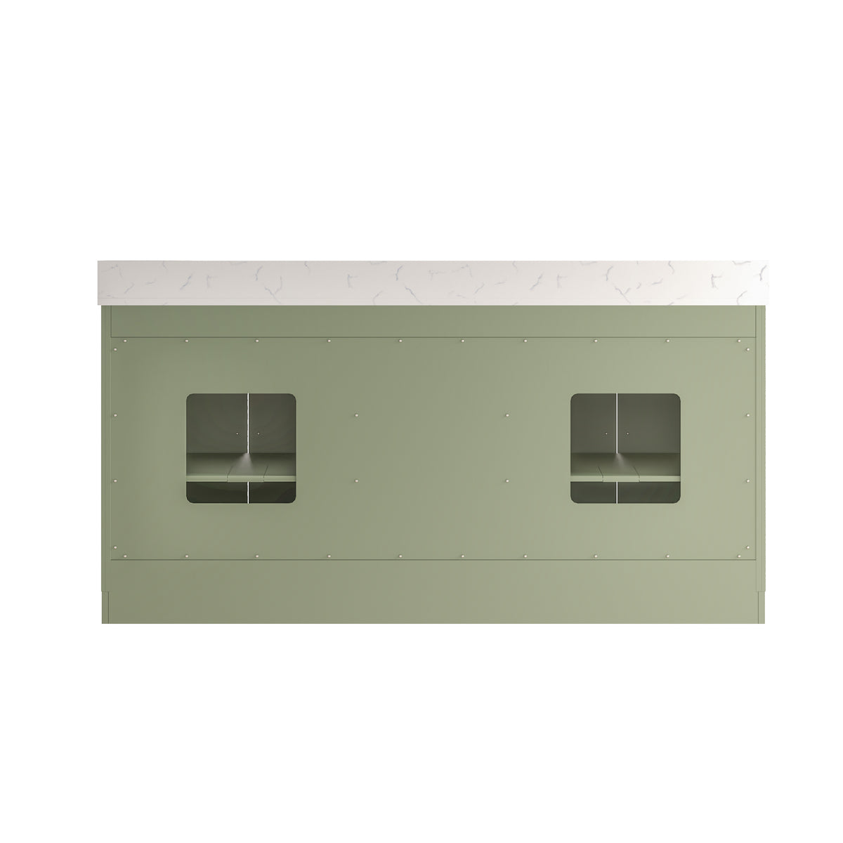 72 Inch Freestanding Solid Wood & Plywood Bathroom Vanity with Soft-Close Drawers, Carrara White Quartz Countertop, SAGE GREEN