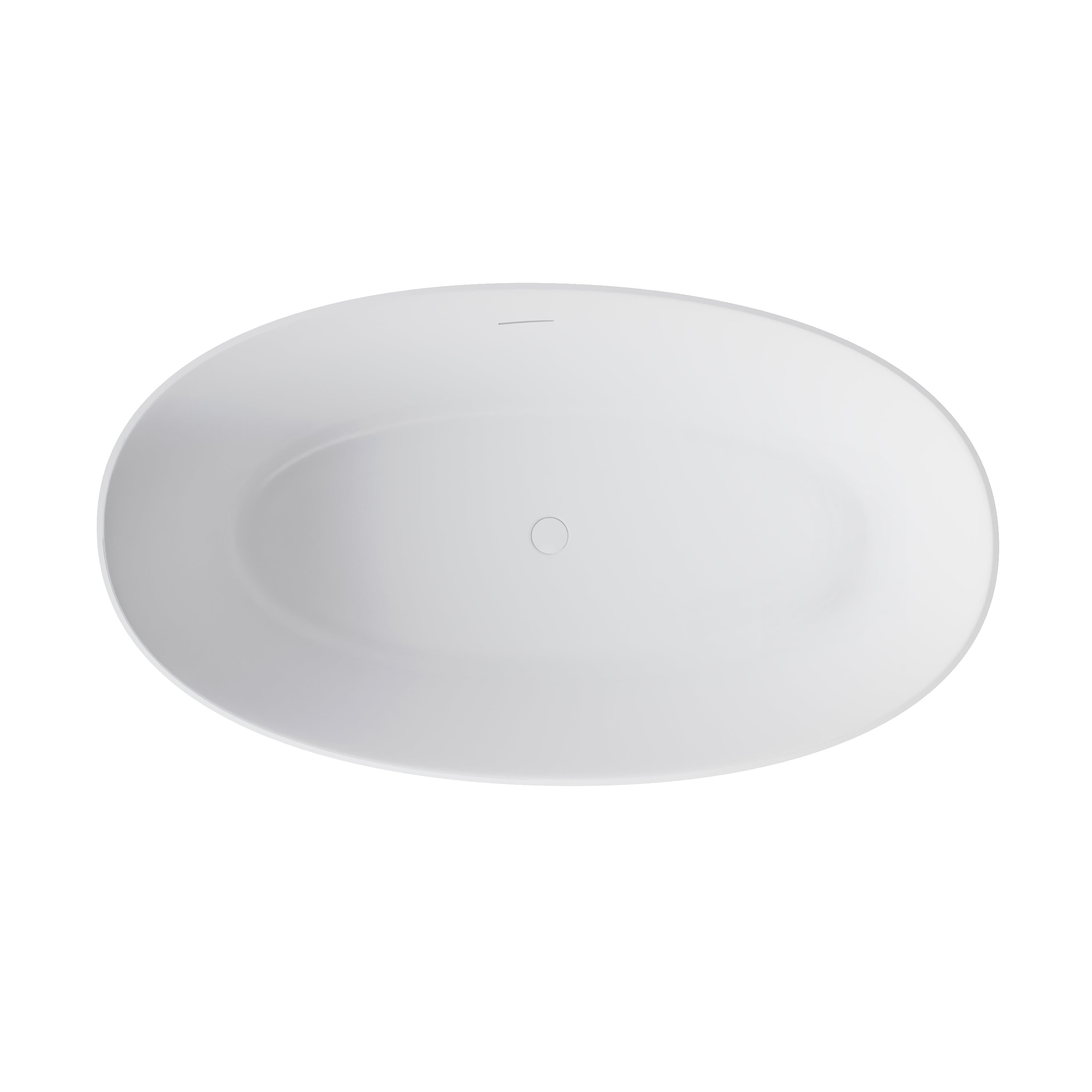 62" Freestanding Bathtub with Unique Ripple Texture, Modern Solid surface Soaking Tub with Overflow & Drain, Matte White