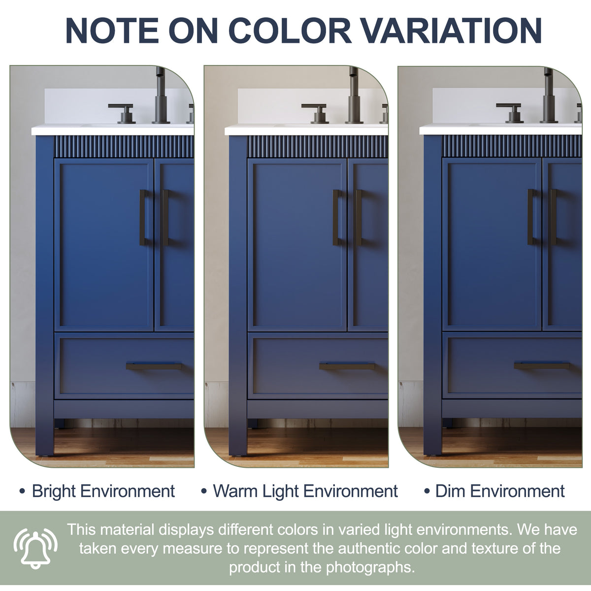 36 Inch Freestanding Solid Wood Bathroom Vanity with Fluted Molding, Pure White Quartz Countertop, Navy Blue