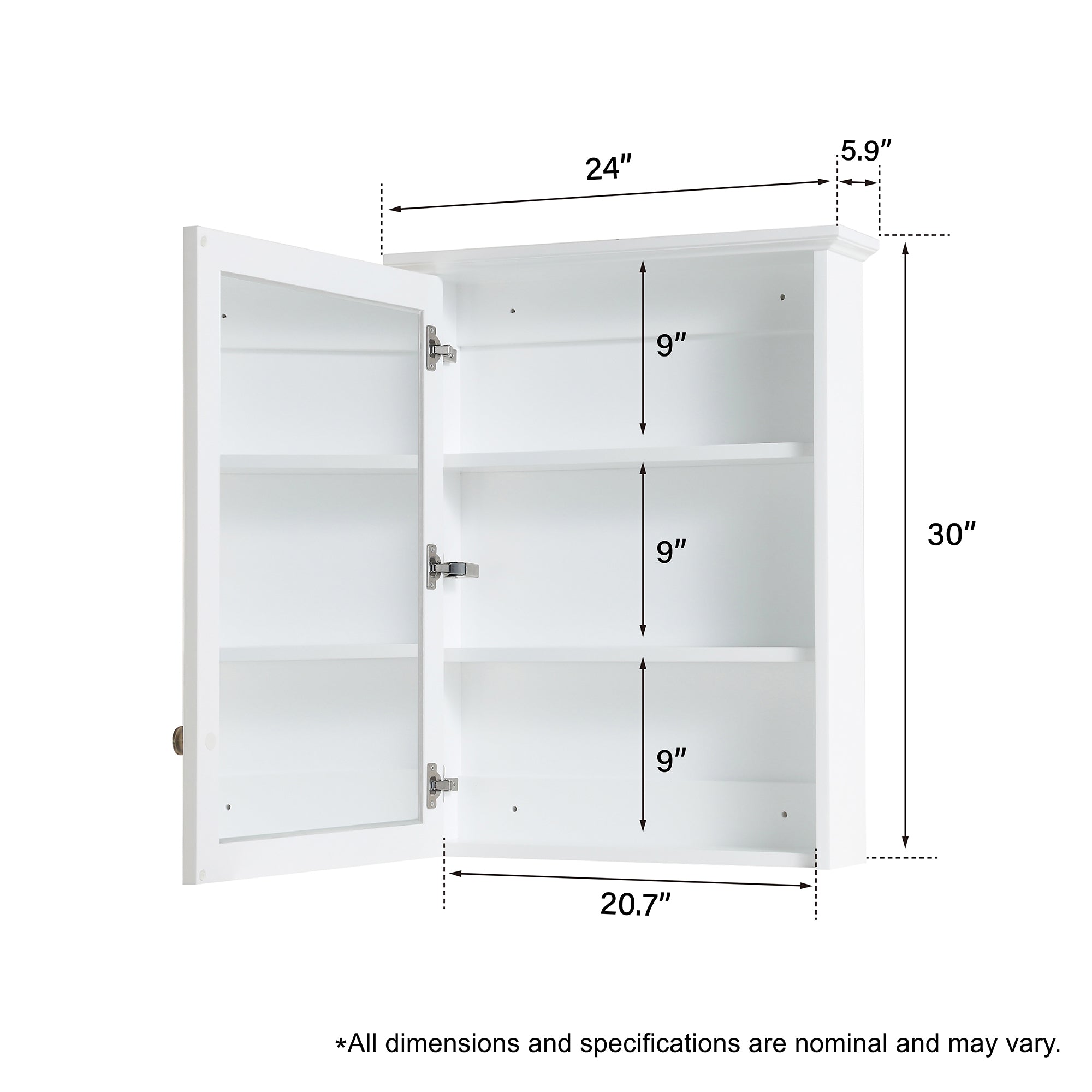 Wooden Medicine Cabinet with Mirror
