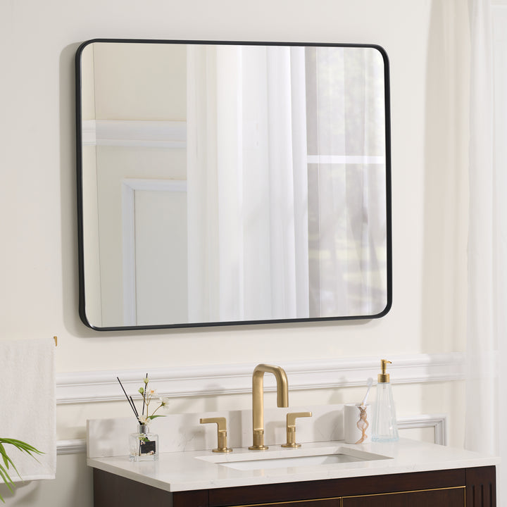 30-in W x 36-in H Black Rectangular Framed Bathroom Vanity Mirror