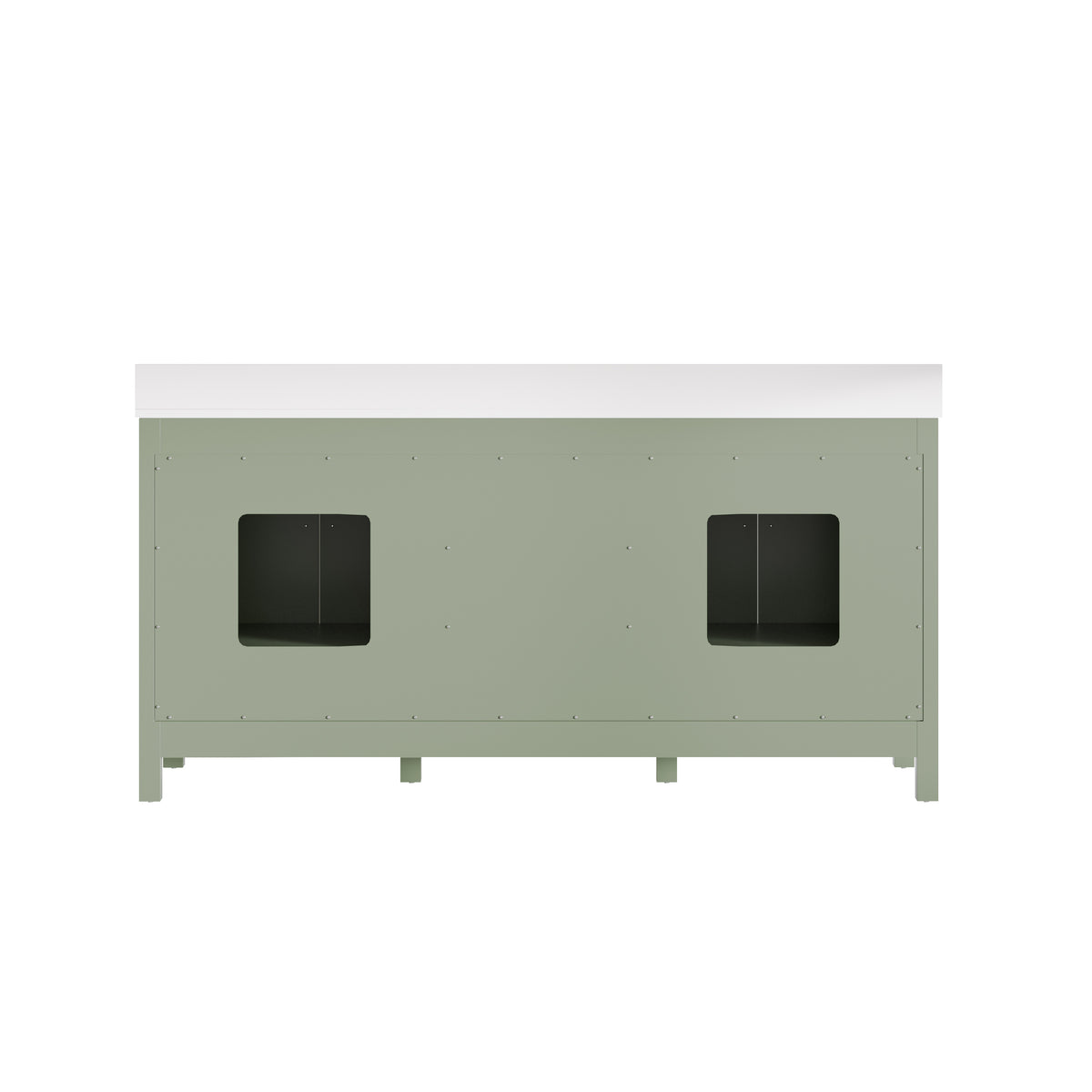 72 Inch Freestanding Solid Wood Bathroom Vanity with Pure White Quartz Countertop, 4 Soft-Close Doors & 5 Dovetail Drawers, SAGE GREEN