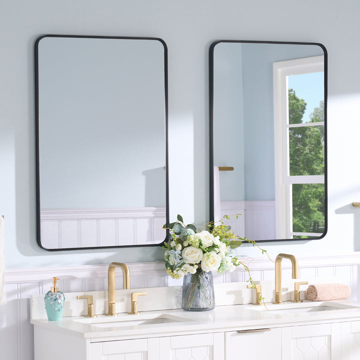 24-in W x 36-in H Black Rectangular Framed Bathroom Vanity Mirror