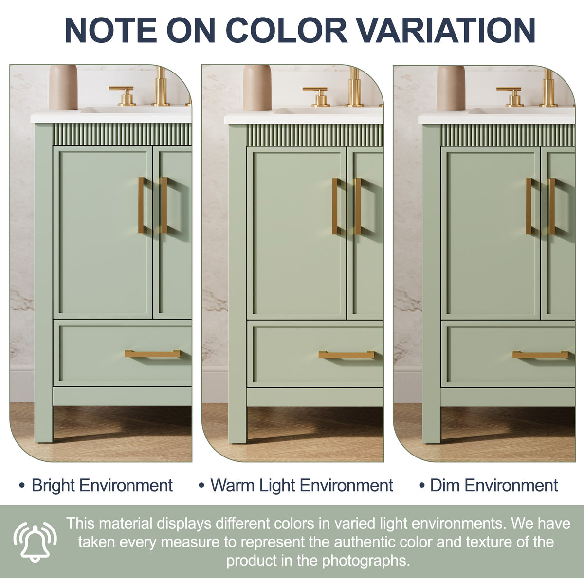 36 Inch Freestanding Solid Wood Bathroom Vanity with Fluted Molding, Pure White Quartz Countertop, SAGE GREEN