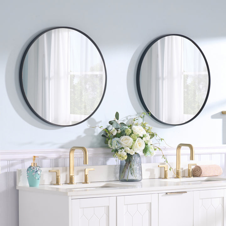 24 in. W x 24 in. H Black Modern Round Framed Aluminum Wall Mirror