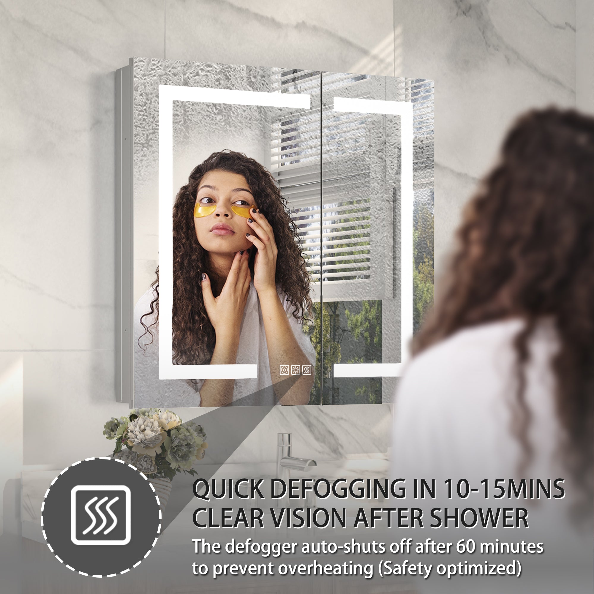30 in. x 30 in. Recessed/Surface Mount Medicine Cabinet with Mirror and LED Light, All-Plastic Cabinet Body