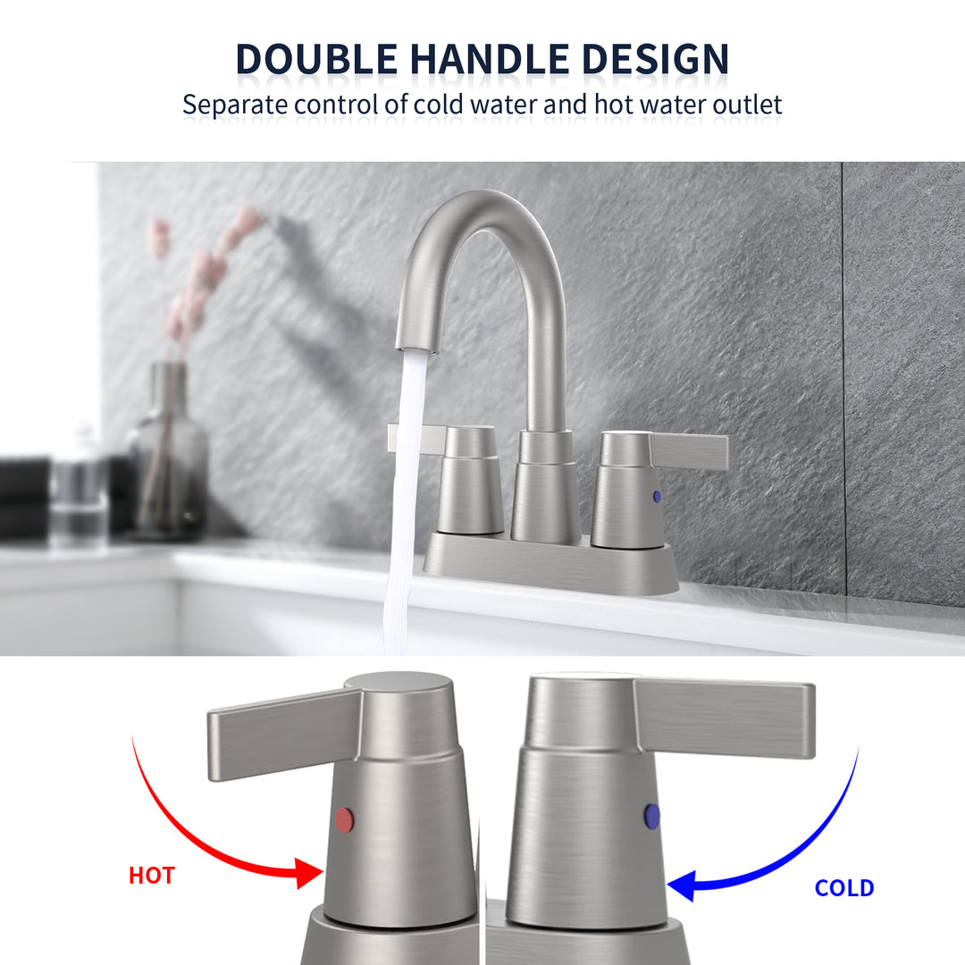 2-Handle 360 Degree High Arc Swivel Spout Centerset 3 Holes Lavatory  Bathroom Sink Faucet