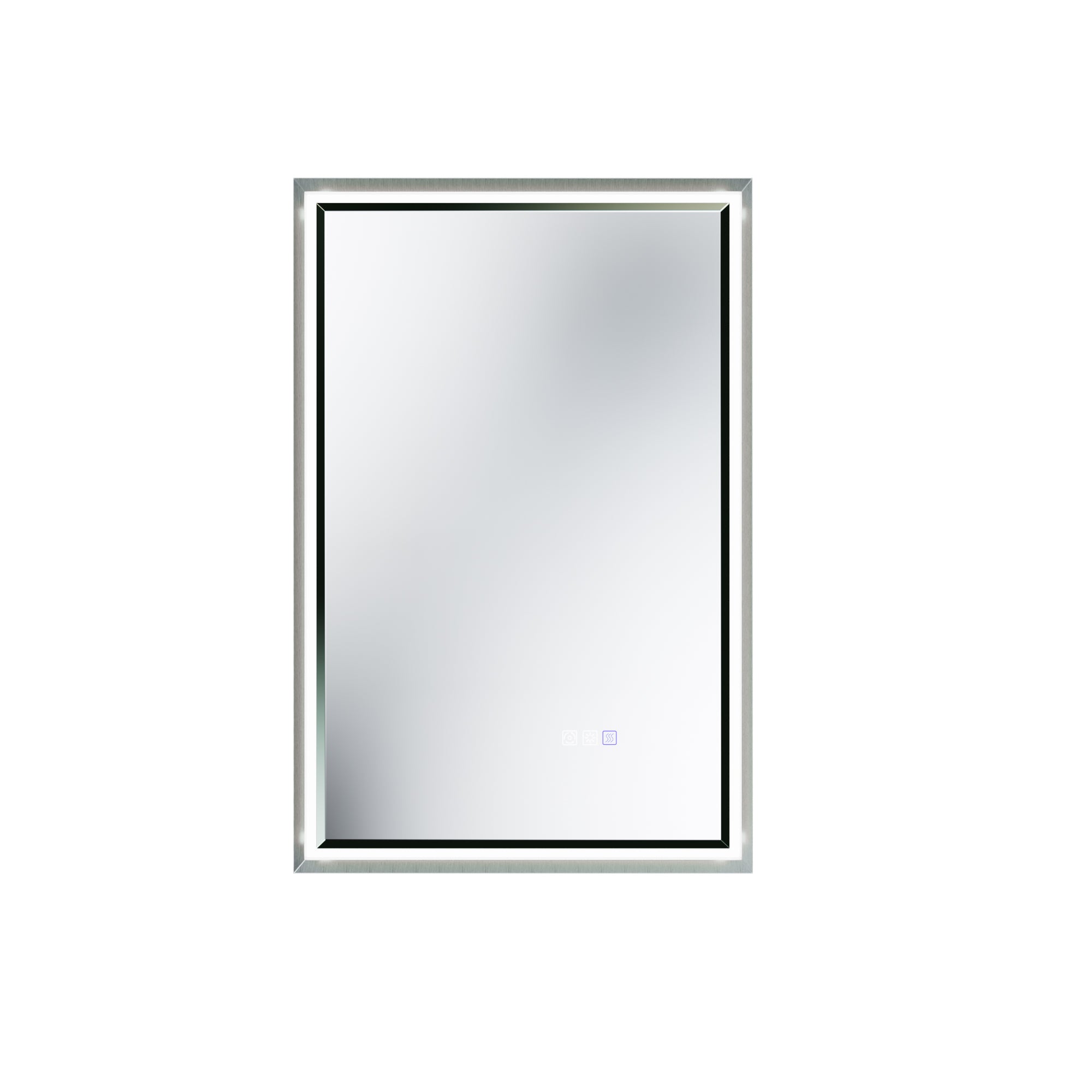 22 in. W x 34 in. Aluminum Framed LED Bathroom Mirror - Anti-Fog, Dimmable, Smart Memory, Brushed Nickel