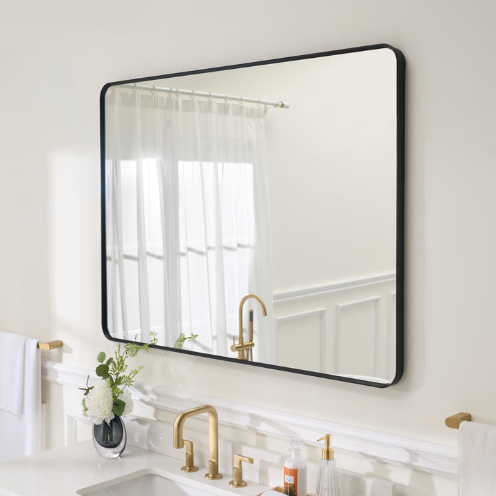 48-in W x 36-in H Black Rectangular Framed Bathroom Vanity Mirror