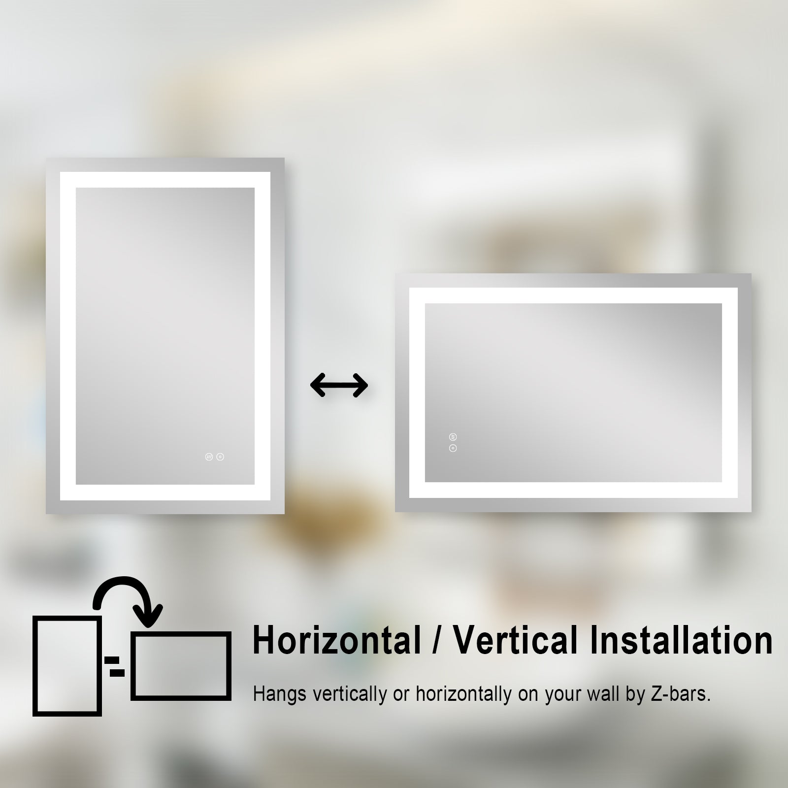 28 in. W x 36 in. H Rectangular Frameless Anti-Fog Lighted Bathroom Mirror in Aluminum